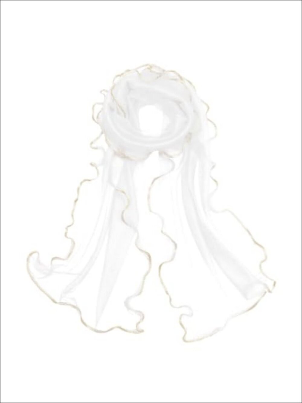 Long Sheer Lightweight Polyester Fashion Scarf with Sequin Wavy Edge